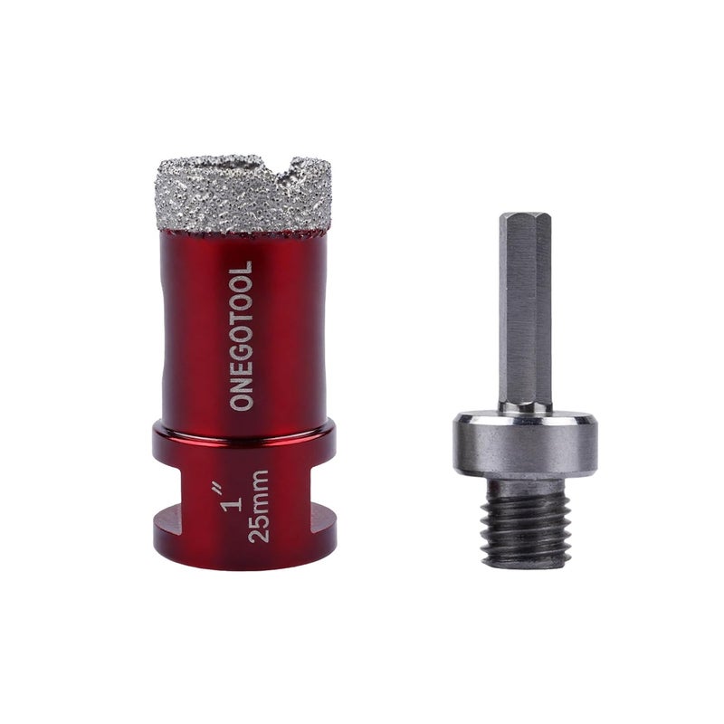 ONEGOTOOL 1 Inch（25mm） Diamond Hole Saw Tile Masonry Core Drill bits for Porcelain Ceramic Concrete Granite Marble 5/8-11 Thread for Angle Grinders and 3/8” Hex Shank - Image 1